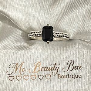 Silver Black Crystal Ring